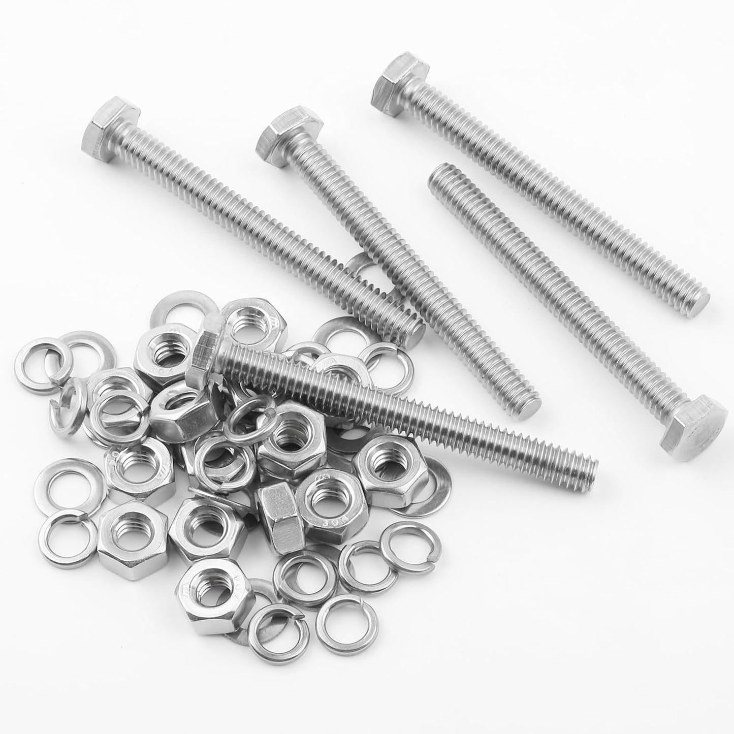 Mr. Pen- Nuts and Bolts Set, 1/4"-20x2-1/2, 10 Sets, Stainless Steel, Hex Head Nut and Bolt Set