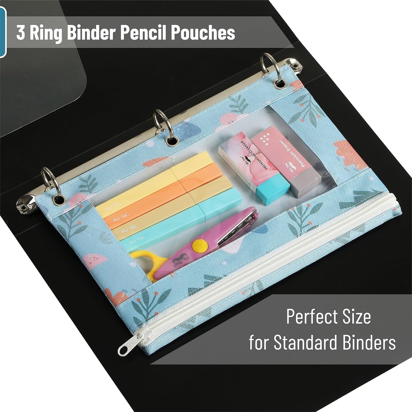 Pencil Pouch, 2Pack, Pencil Pouches, Pencil Pouch for 3 Ring Binder Pencil Pouch, Pencil Cases, Pencil Case for Binder Pouch, Zipper Pencil Pouch, 3 Ring Binder Pouch, Pencil Bags with Zipper