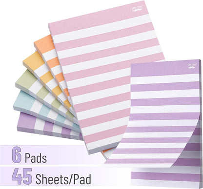 Lined Sticky Notes 4x6, 6 Pads, 45 Sheet/Pads, Assorted Colors, Sticky Notes with Lines, Sticky Note Pads, Sticky Pads, Sticky Notes Lined, Colorful Sticky Notes, Mr Pen Sticky Notes