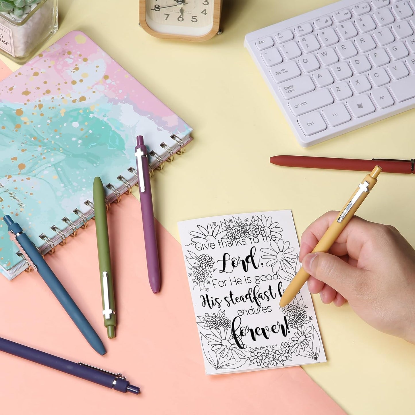 Mr. Pen- Retractable Gel Pens for Journaling, 6 Pack, 0.5 mm Black Ink, Vintage Barrel with Silver Cross Clip