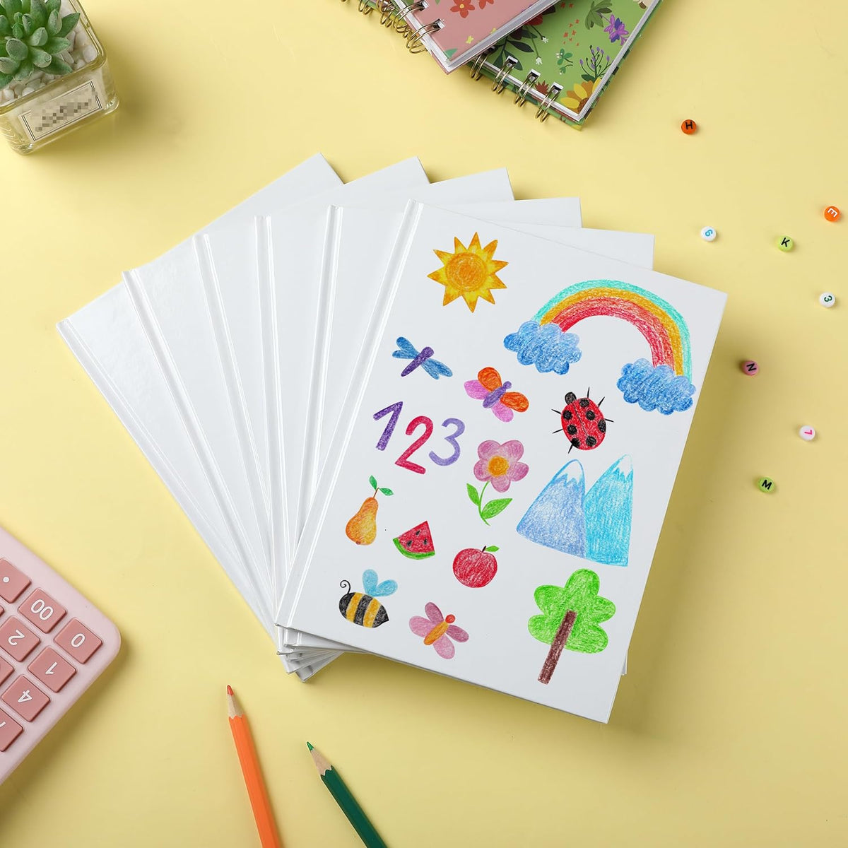 Mr. Pen- Blank Hardcover Books, 6" x 8", 40 Pages, 6 Pack, White, Blank Notebooks for Kids