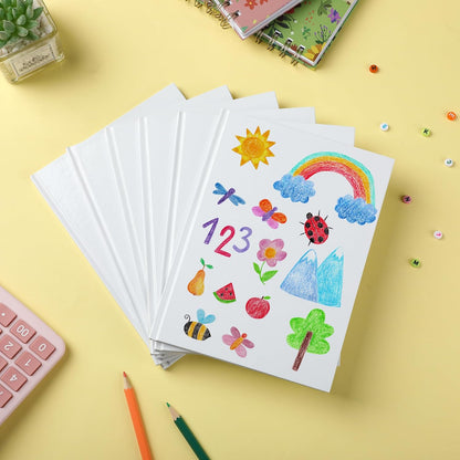 Mr. Pen- Blank Hardcover Books, 6" x 8", 40 Pages, 6 Pack, White, Blank Notebooks for Kids