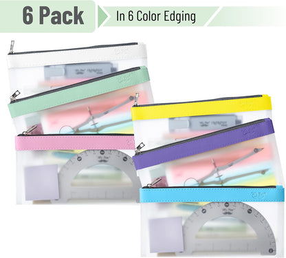 Mr. Pen- Clear Pencil Pouch, 6 Pack, Morandi Color, Pencil Bags, Clear Makeup Pouch
