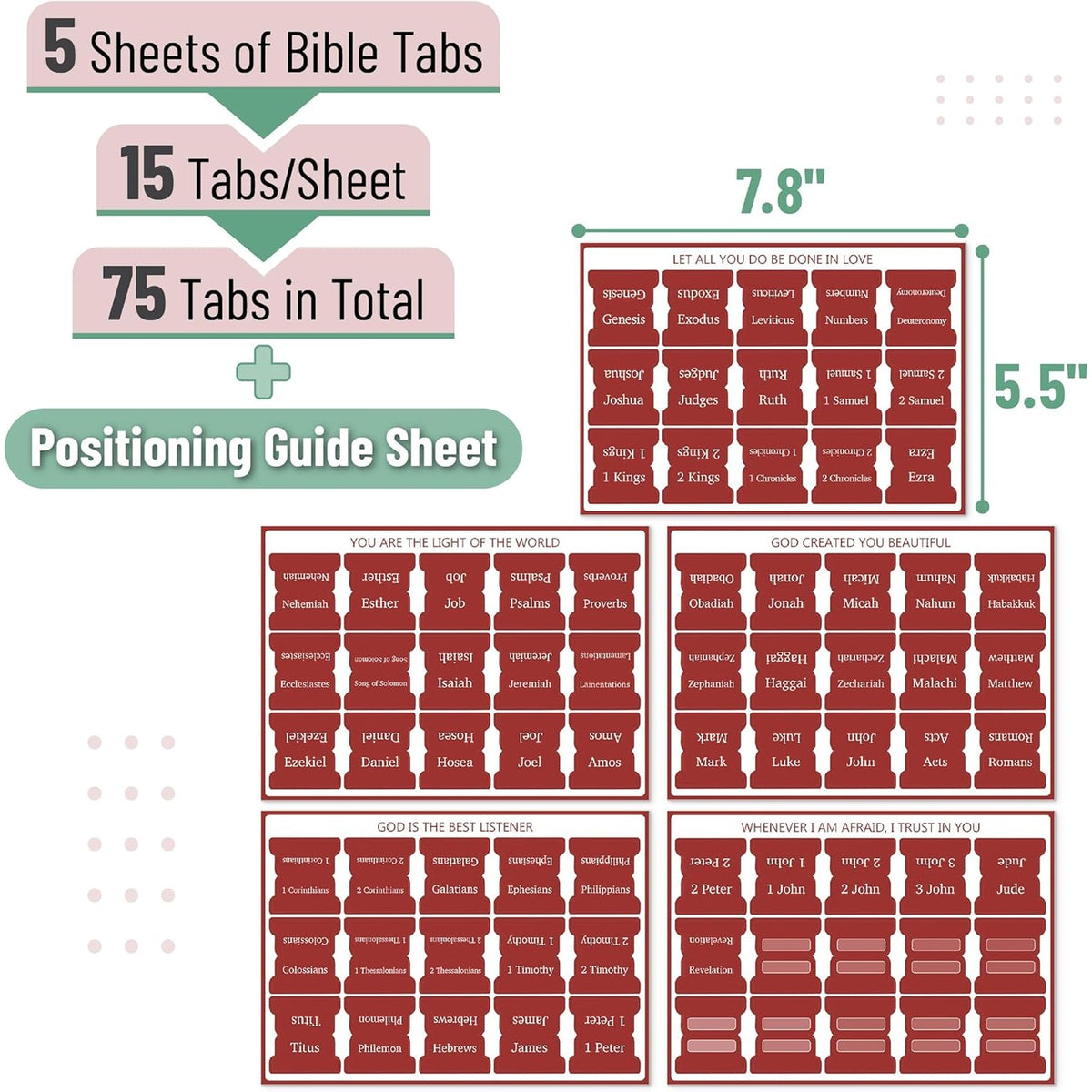 Mr. Pen- Bible Tabs, 75 pcs, Mahogany, Laminated Bible Tabs for Women and Men