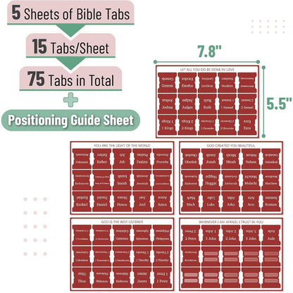 Mr. Pen- Bible Tabs, 75 pcs, Mahogany, Laminated Bible Tabs for Women and Men