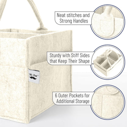 Mr. Pen- Baby Diaper Caddy Organizer, 2 Pack, Beige, Baby Caddy Organizer with Handle, Compact Size, Collapsible & Portable