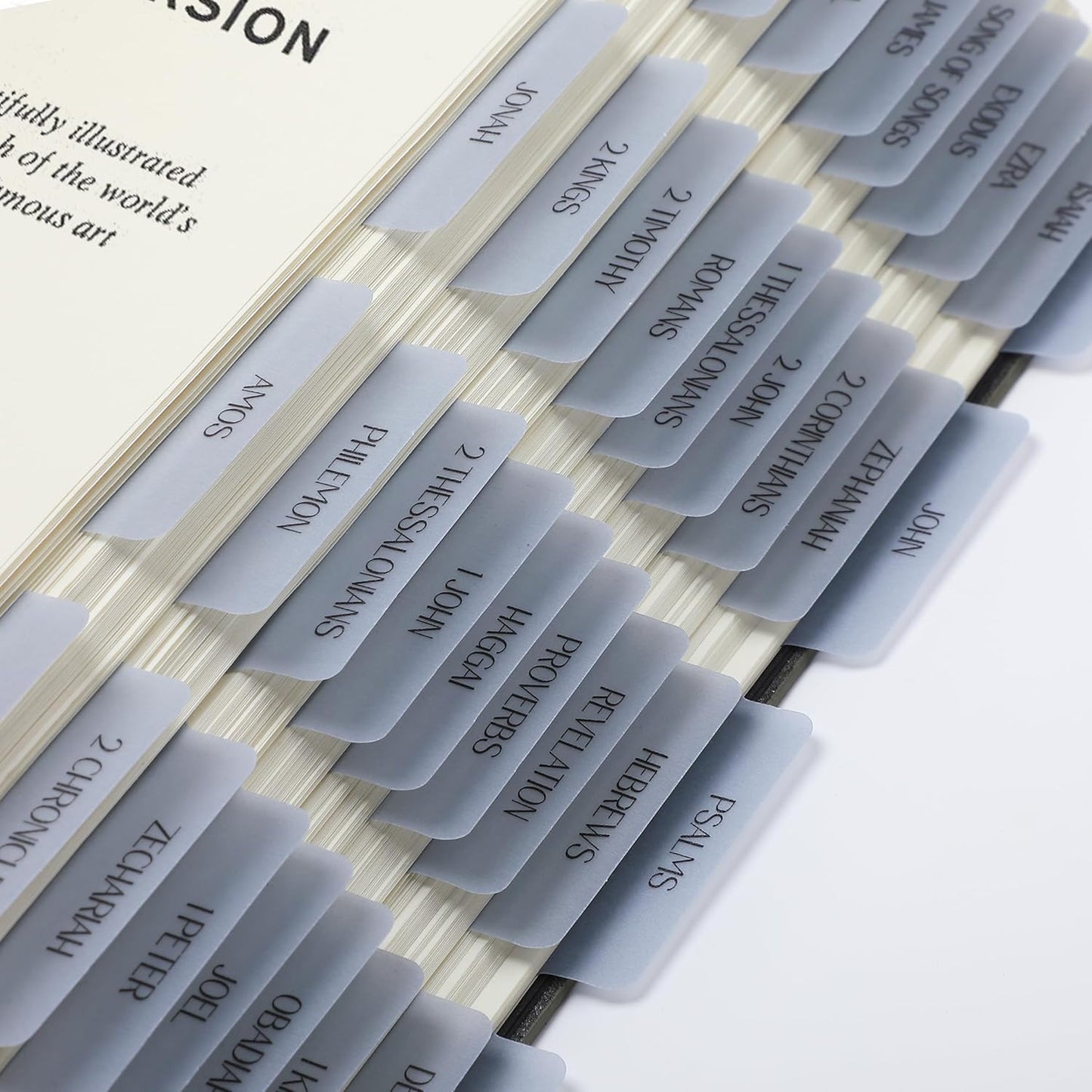 Mr. Pen- Bible Tabs, 75 Tabs, Transparent Dusty Blue Laminated Bible Tabs for Women and Men