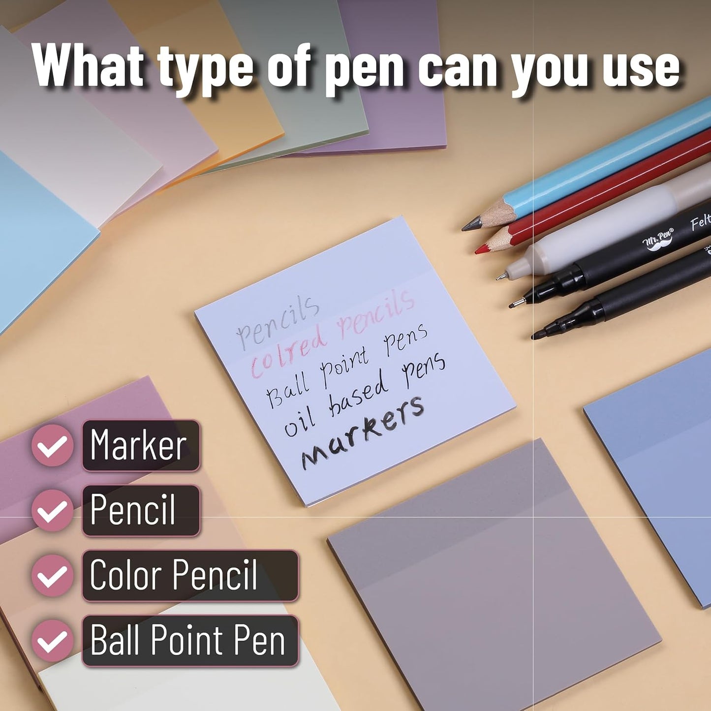 Mr. Pen- Transparent Sticky Notes, 3”x3”, Dreamy Pastel, 12 Pads, 600 Sheets, See Through Sticky Notes, Bulk Sticky Notes Transparent