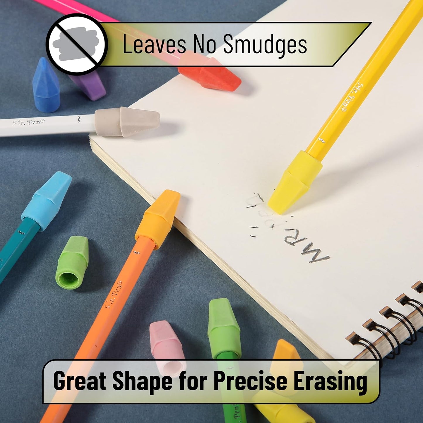 Mr. Pen- Pencil Top Erasers, 120 Pack, Latex-Free, No-Smudge