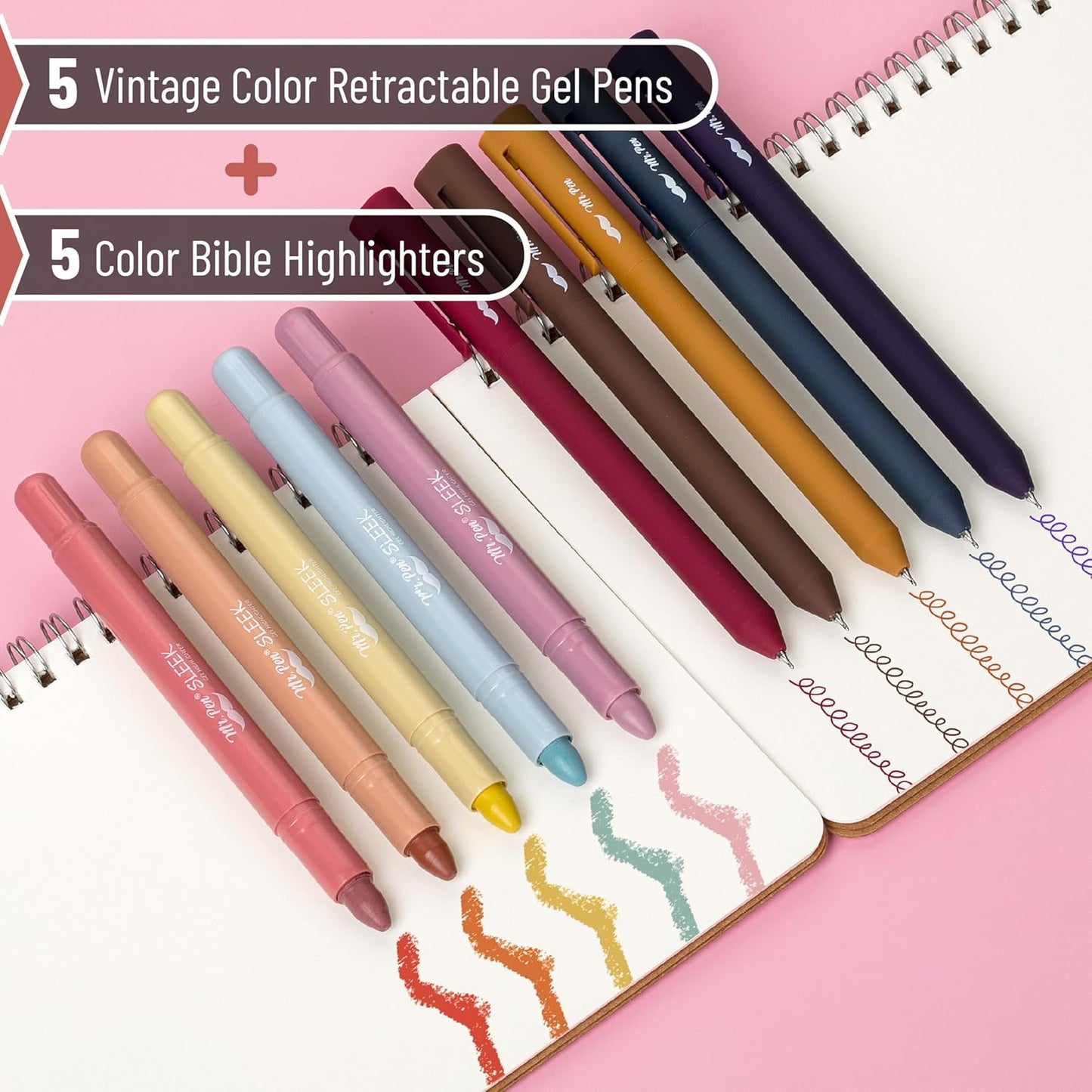 Mr. Pen- Bible Highlighters and Pens, 10 Pack, Gel Highlighters, Colorful Bible Highlighters No Bleed