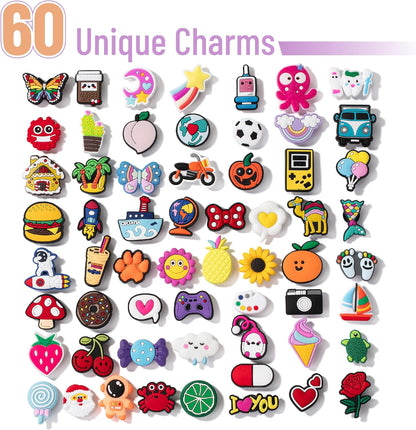 Different Charms, 60 Pack, PVC Random Different Charms, Decoration Charms for Decoration, Charm, Cute Charms, Charms Bulk, Charms Pack, Random Charms, PVC Random Different Shape Charms