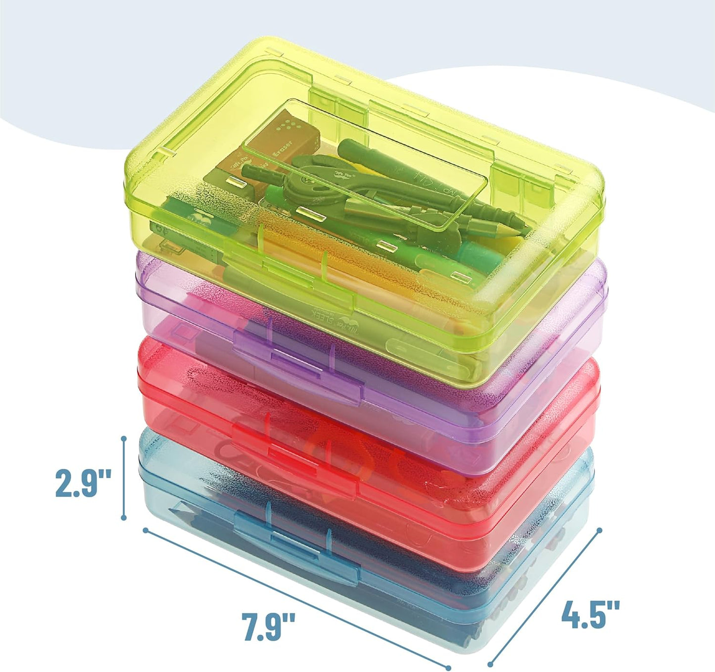 Mr. Pen- Pencil Box, 24 Pack, Assorted Colors, Plastic Pencil Box Case, Crayon Box, Plastic Pencil Case