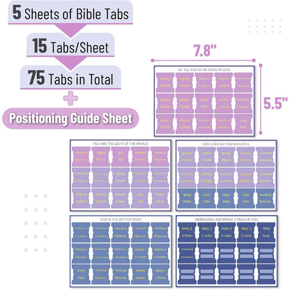 Mr. Pen- Bible Tabs, 75 Tabs, The Roseate Dusk, Gold Foil Embossed Lettering