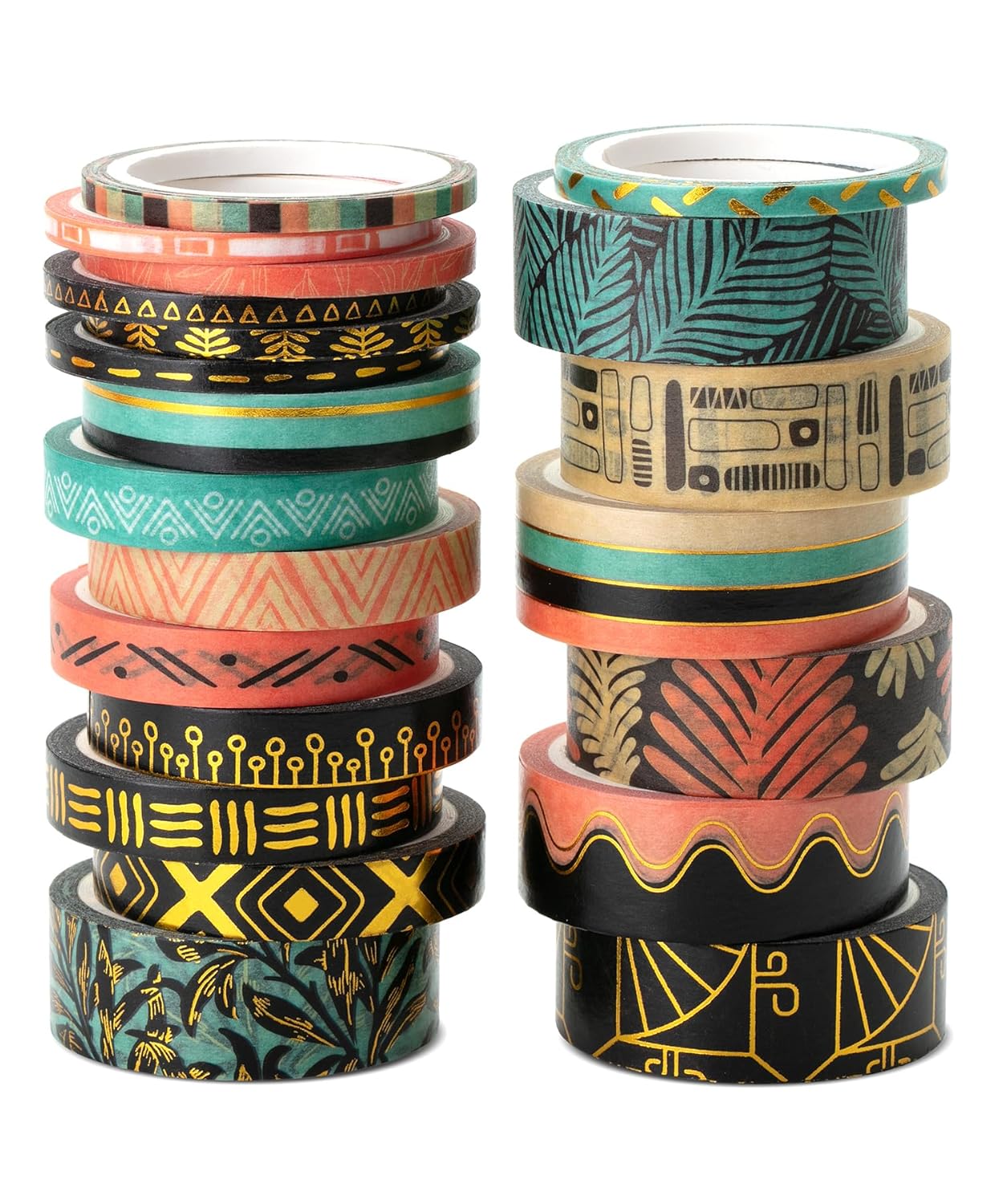 Mr. Pen- Washi Tape Set, 21 Rolls, Ethnic Elegance Design, Decorative Tape with Measure Tape