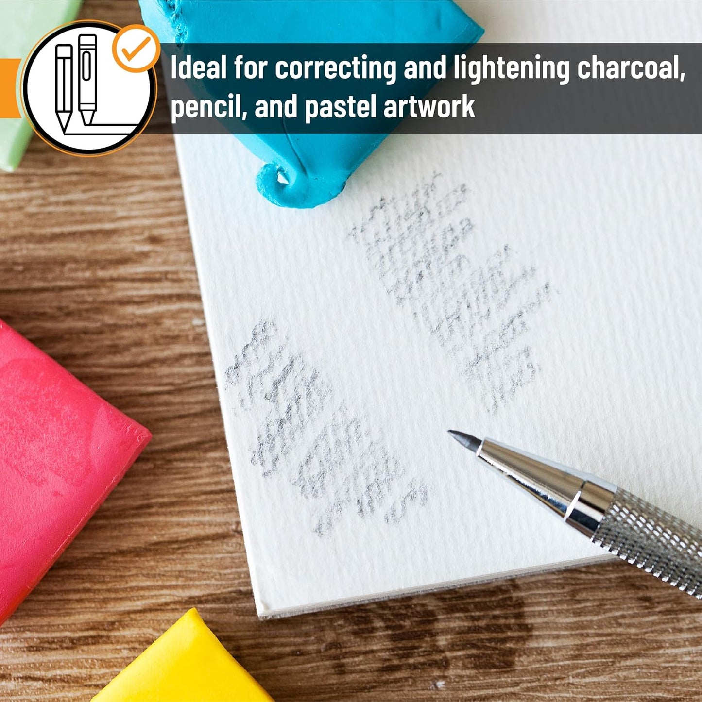 Colorful Kneaded Erasers, 8 Pack, 1.4" x 1.37", For Artists