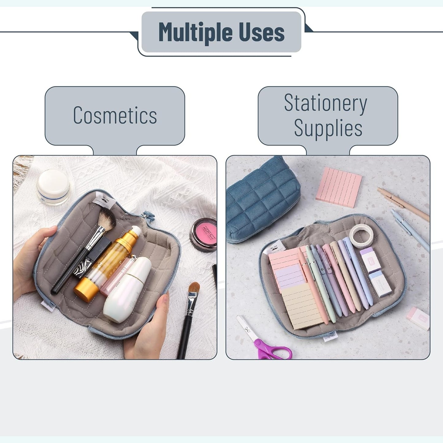 Blue Pencil Pouch, Large Capacity Pillow Pencil Case, Pencil Bag, Pen Case