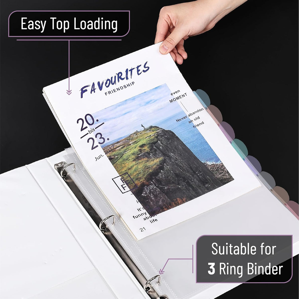Mr. Pen- Clear Sheet Protectors with Tabs, 8 Tabs, 32 Sets, Clear Plastic Dividers for 3 Ring Binder