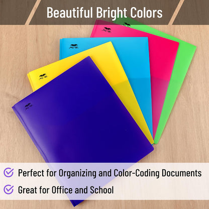 Mr. Pen- Plastic Folders with Pockets and Prongs, 20 Pack, Letter Size, Colorful
