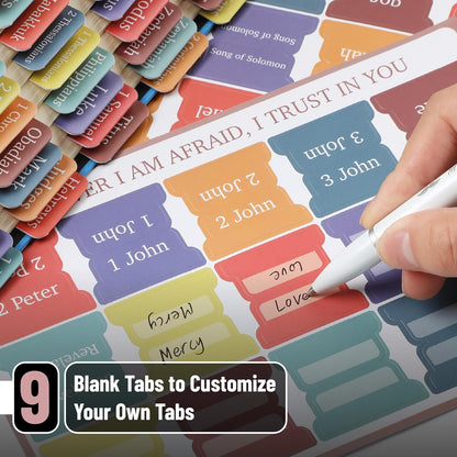 Mr. Pen- Bible Tabs, 75 Tabs, Elegant Rainbow, Laminated Bible Tabs for Women and Men, Bible Tabs for Study Bible
