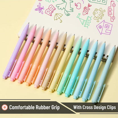 Mr. Pen- Retractable Cute Gel Pens for Journaling, 12 Pack, Assorted Color, 0.7 mm, Pastel Barrel with Silver Cross Clip