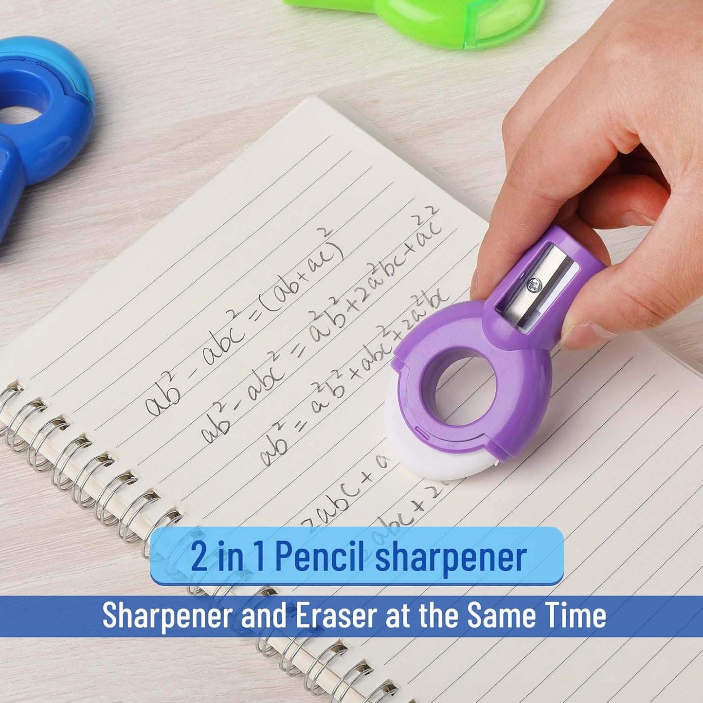 Mr. Pen- Pencil Sharpener & Eraser, 6 Pack, Colored Pencil Sharpener Handheld Pencil Sharpener Small