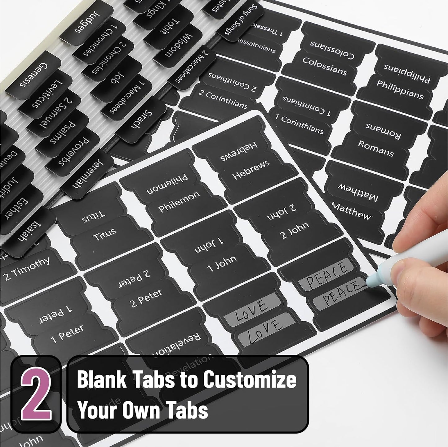 Mr. Pen- Bible Tabs, 75 Tabs, Black, Laminated Bible Tabs for Women and Men, Bible Tabs for Study Bible Index Tabs