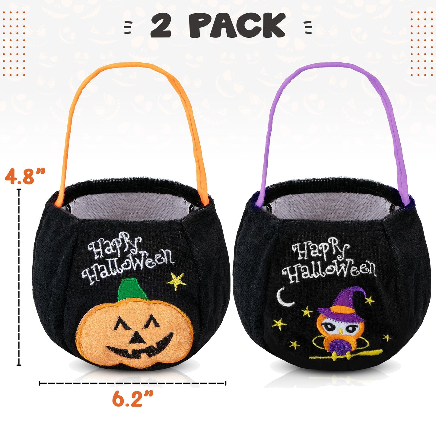 Mr. Pen- Mini Halloween Candy Bucket, 4 Pack (Check the Size), Halloween bucket, Halloween Trick or Treat Bucket, Halloween Trick or Treat Bags, Halloween Bags for Trick or Treat