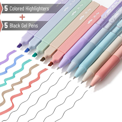 Mr. Pen- Aesthetic Highlighters and Gel Pens, 10 Pack, Pastel Colors Bible Highlighters No Bleed