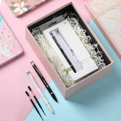 Mr. Pen- Metal Retractable Gel Pen, 2 Pack, 2 Refills, Black & White, Black Ink, Metal Barrel Gel Pens Fine Point 0.7mm, Retractable Pens