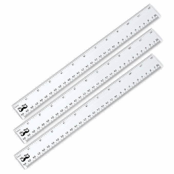 Mr. Pen Plastic Ruler 12 Inch, 3 Pack, Clear