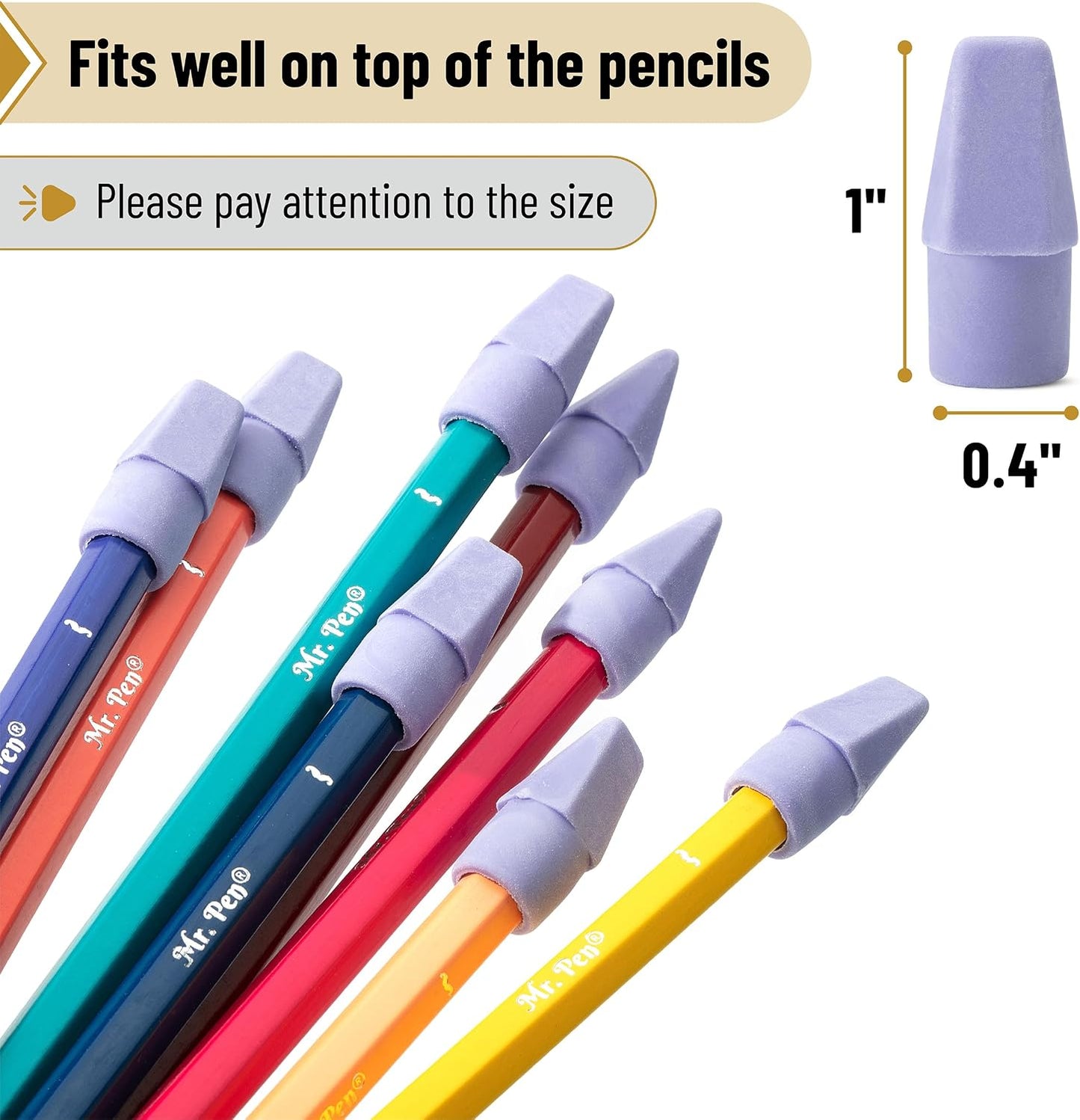 Mr. Pen- Pencil Top Erasers, 120 Pack, Latex-Free, No-Smudge