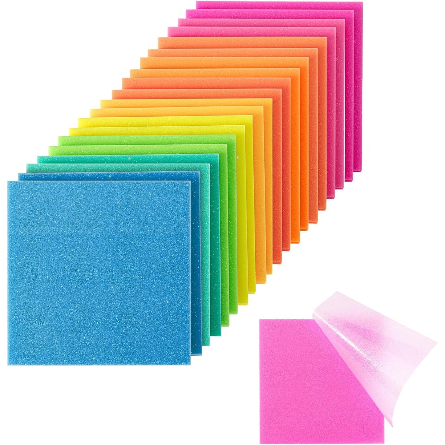 Bulk Plastic Glitter Sticky Notes 3x3, 20 Pads, 1000 Sheets, Prism Glow