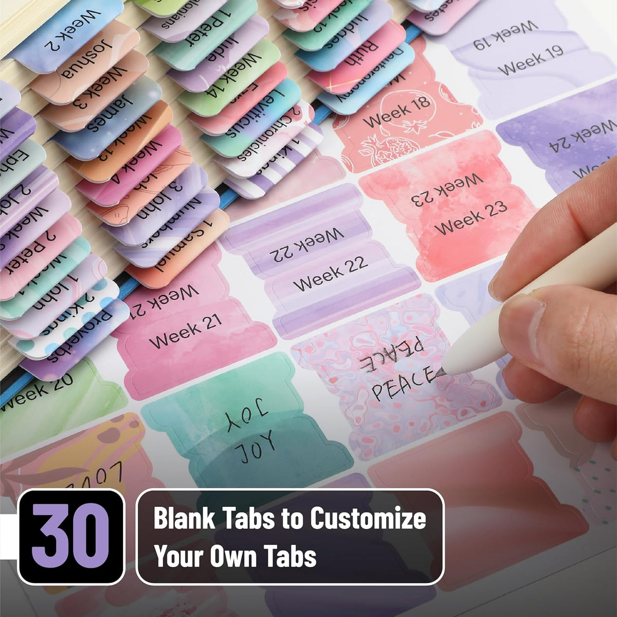 Mr. Pen- Bible Tabs, 120 pcs, Dreamy Tapestry, Laminated Bible Tabs for Women and Men, (90 Book Tabs and 30 Blank Tabs)