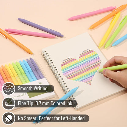 Mr. Pen- Retractable Gel Pens, 12 Pack, Bright Color Ink Gel Pens, Gel Pens Fine Point, Retractable Pens, Cute Pens, Gel Ink Pens