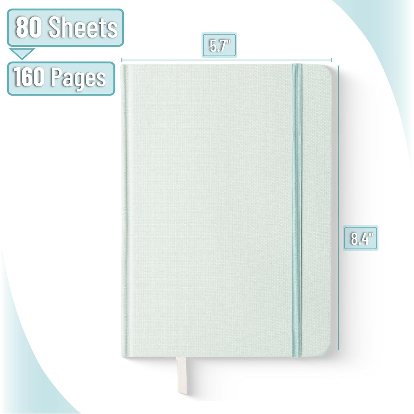 Mr. Pen- Dotted Journal Notebook, 5.7"x8.3", 160 Pages, Fabric Hardcover, Blue Bullet Journal Notebook