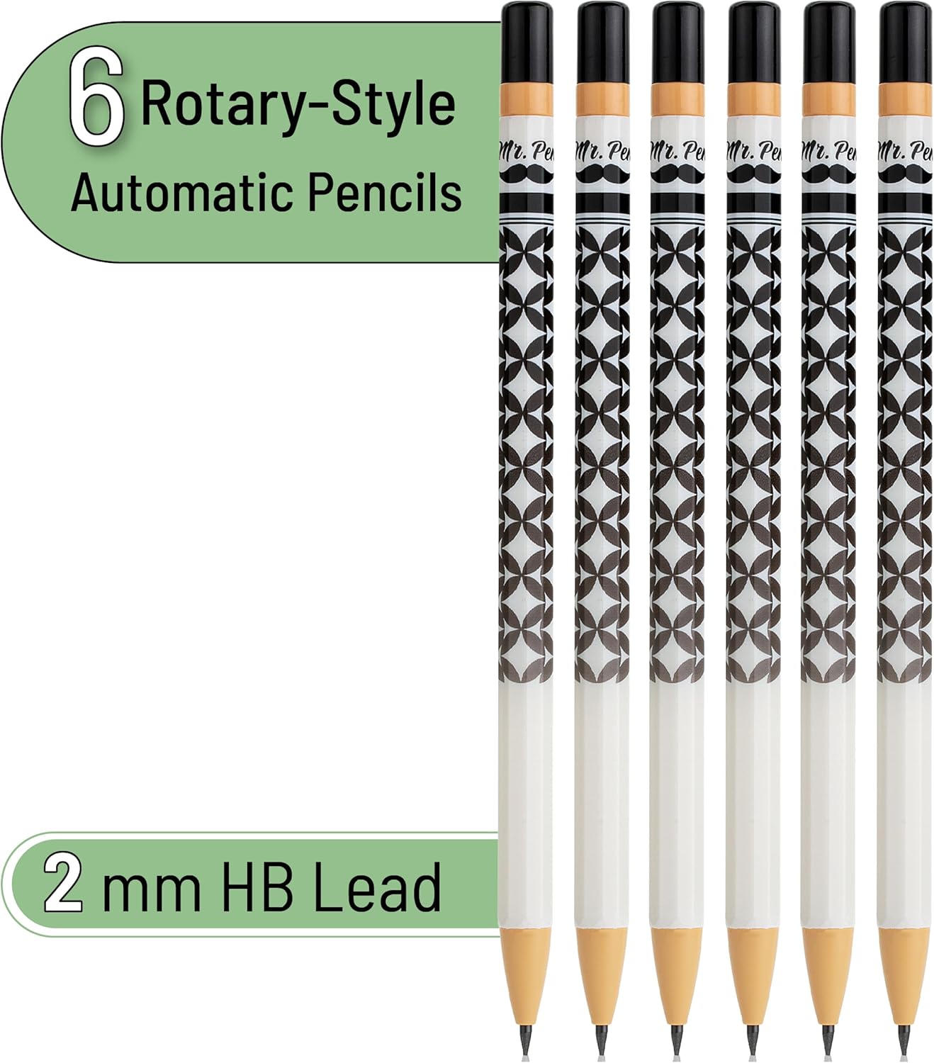 Rotary Mechanical Pencil Set, 6 pcs, Twist Design, HB Pencil Style Mechanical Pencils, Sketching Pencils, Mechanical Pencil Set, Lead Pencils, Drawing Mechanical Pencils