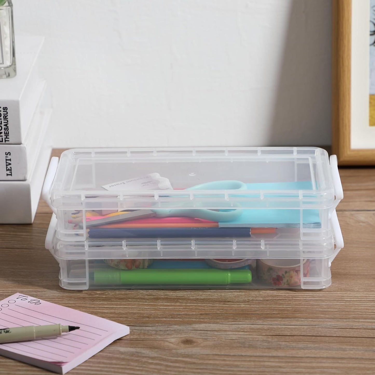 Mr. Pen- Clear Pencil Boxes, 6 Pack, Snap-Tight Lid, Crayon Box, Plastic