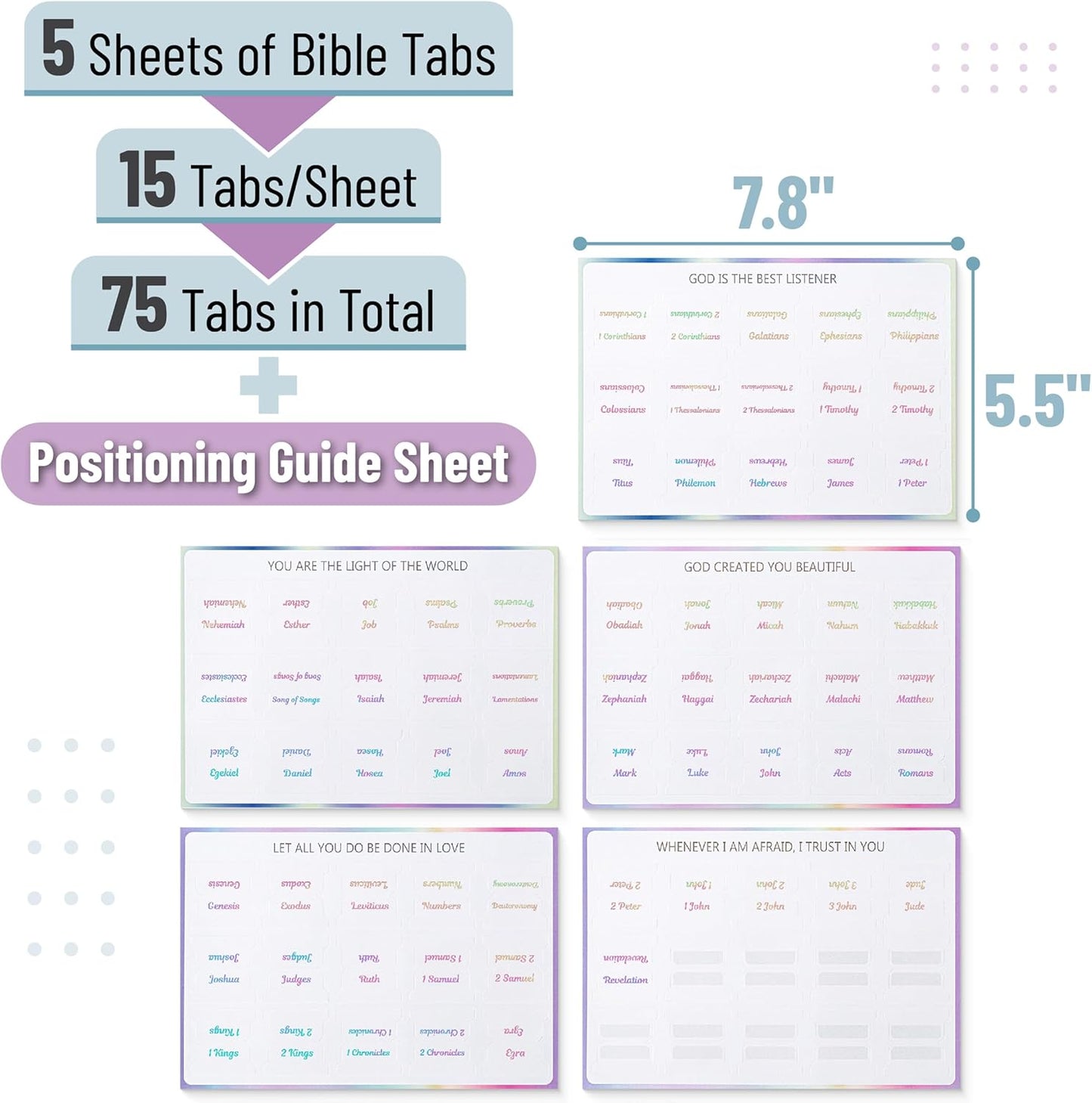 Mr. Pen- Bible Tabs, 75 Tabs, Holographic Laminated Bible Tabs for Women and Men