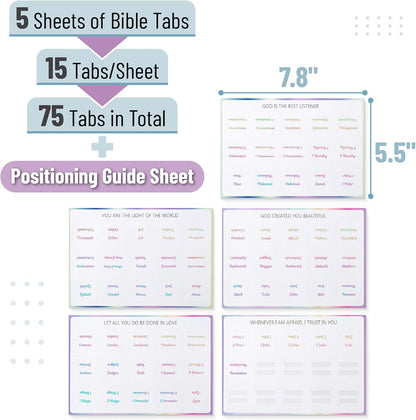 Mr. Pen- Bible Tabs, 75 Tabs, Holographic Laminated Bible Tabs for Women and Men