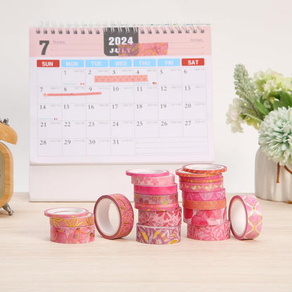 Mr. Pen- Washi Tape Set, 21 Rolls, Floral Pink, Decorative Tape with Measure Tape