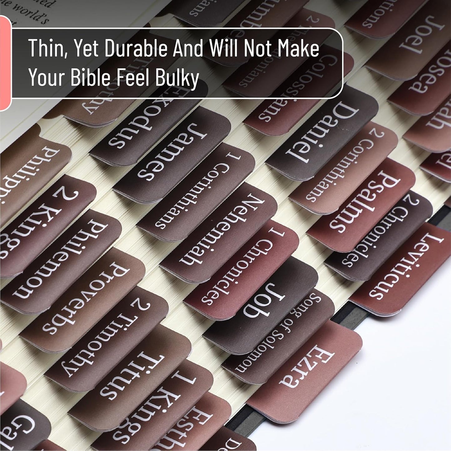 Mr. Pen- Bible Tabs, 75 Tabs, Hot Chocolate Glow, Laminated Bible Tabs for Women and Men, Bible Tabs for Study Bible