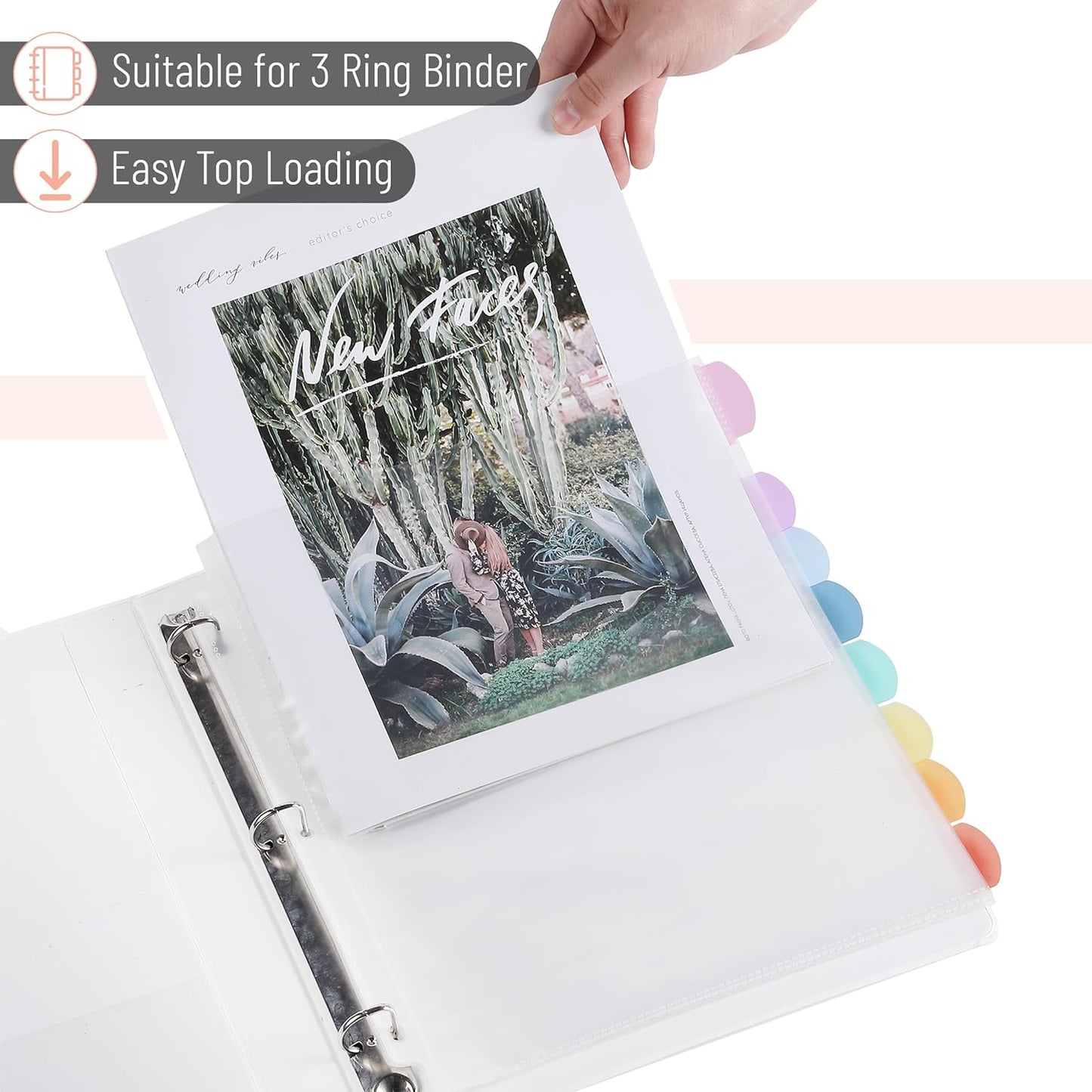 Mr. Pen- Clear Sheet Protectors with Binder Tabs, 8 Tabs, 2 Sets, Clear Binder Sheet Protectors