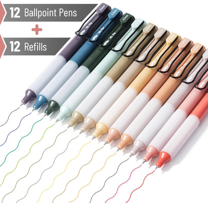 Mr. Pen- Retractable Gel Pens with Case, 12 Pack, Colorful Ink, 12 Refills, Gel Pens Fine Point 0.5mm