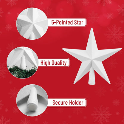 Mr. Pen- Glitter Star Tree Topper, 8-Inch, White Star Christmas Tree Topper Star, Christmas Tree Star Topper