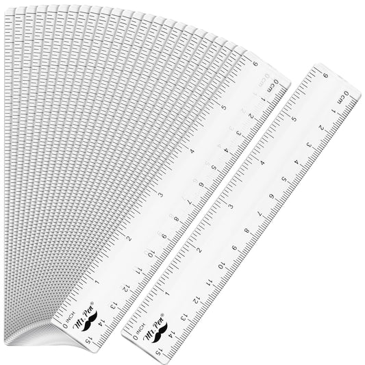 Clear Bulk Plastic Ruler 6 Inch, 24 Pack, Metric & Imperial