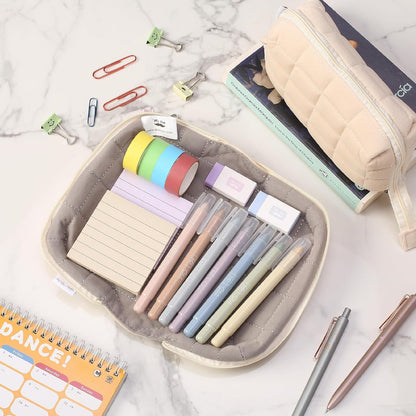 Mr. Pen- Large Capacity Pillow Pencil Case, Beige Pencil Pouch