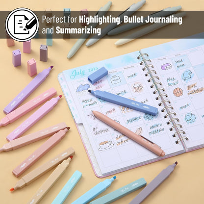 Mr. Pen- Aesthetic Highlighters and Gel Pens, 17 Pack, 12 Muted Pastel Highlighters No Bleed & 5 Black Ink 0.7mm Aesthetic Gel Pens