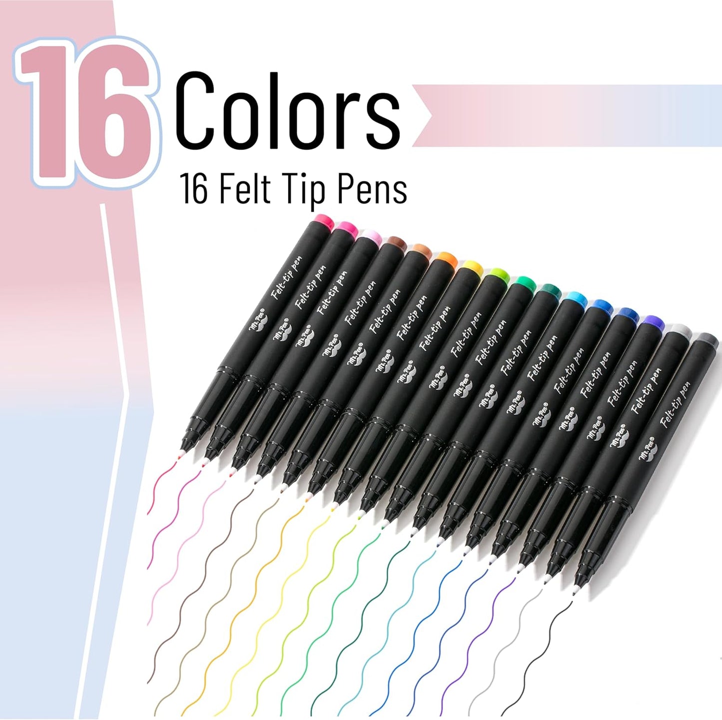 Mr. Pen- Felt Tip Pens, 16Pack, Colorful Felt Tip Pens, Felt Pens