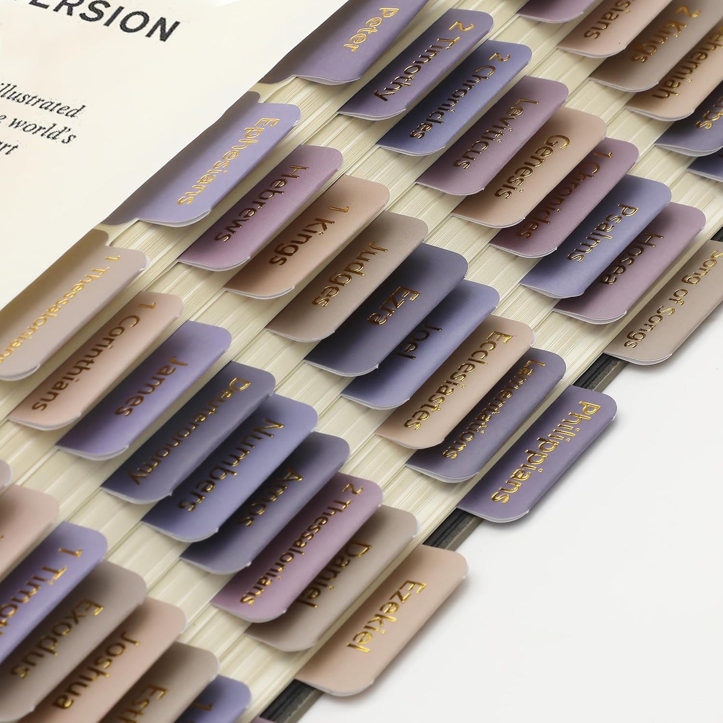 Mr. Pen- Bible Tabs, 75 Tabs, Lavender Fields, Gold Foil Lettering, Laminated Bible Tabs for Women and Men