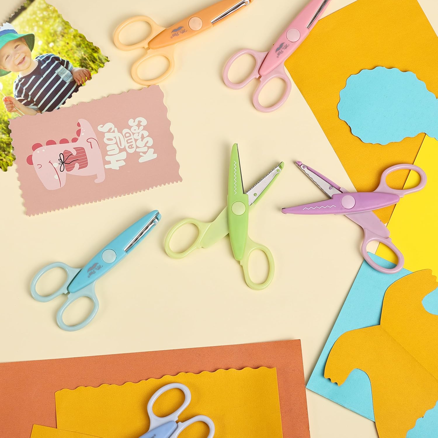 Mr. Pen Craft Scissors Decorative Edge, 6 Pack, Rainbow Color, Craft